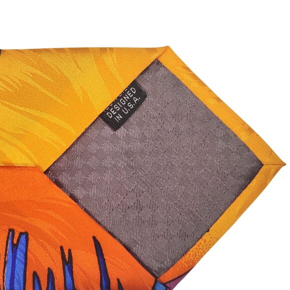 Rush Limbaugh No Boundaries Collection Orange Blue Abstract Feather Pattern Tie - Picture 6 of 6